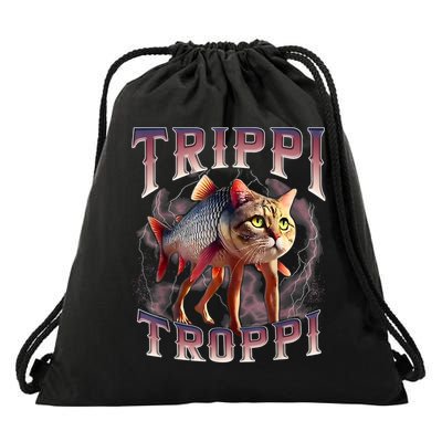  Trippi Troppi - Italian Brainrot Meme Cat Drawstring Bag