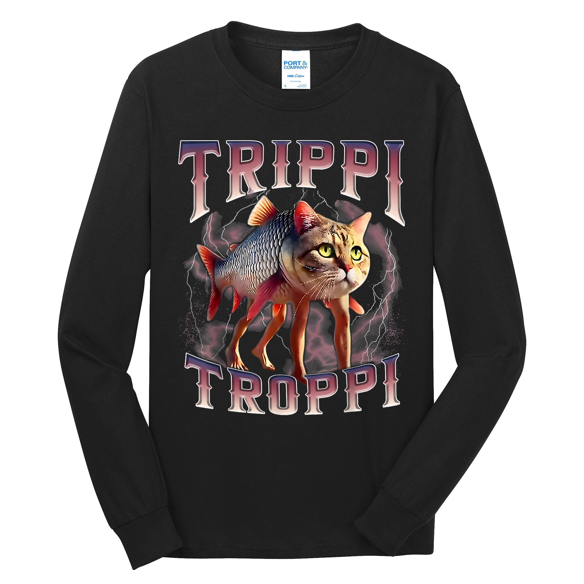  Trippi Troppi - Italian Brainrot Meme Cat Tall Long Sleeve T-Shirt