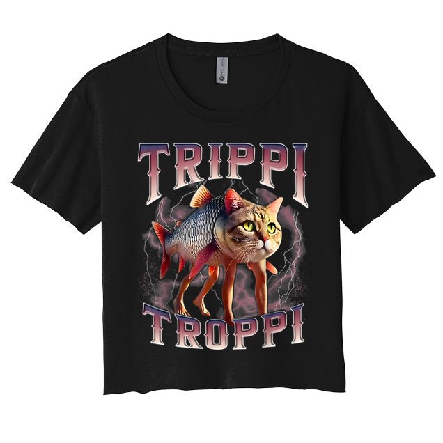  Trippi Troppi - Italian Brainrot Meme Cat Crop Top