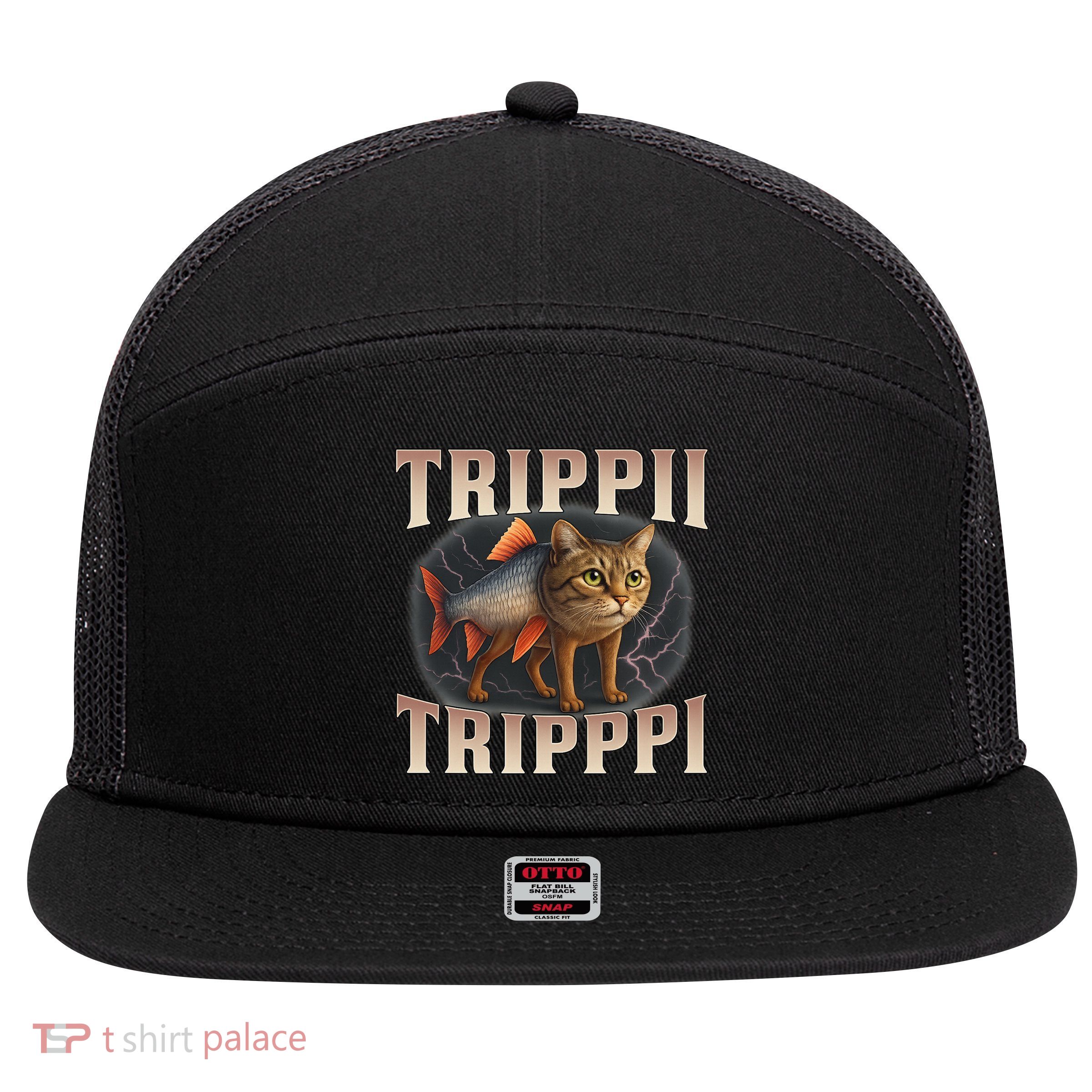  Trippi Troppi - Italian Brainrot Meme Cat 7 Panel Mesh Trucker Snapback Hat