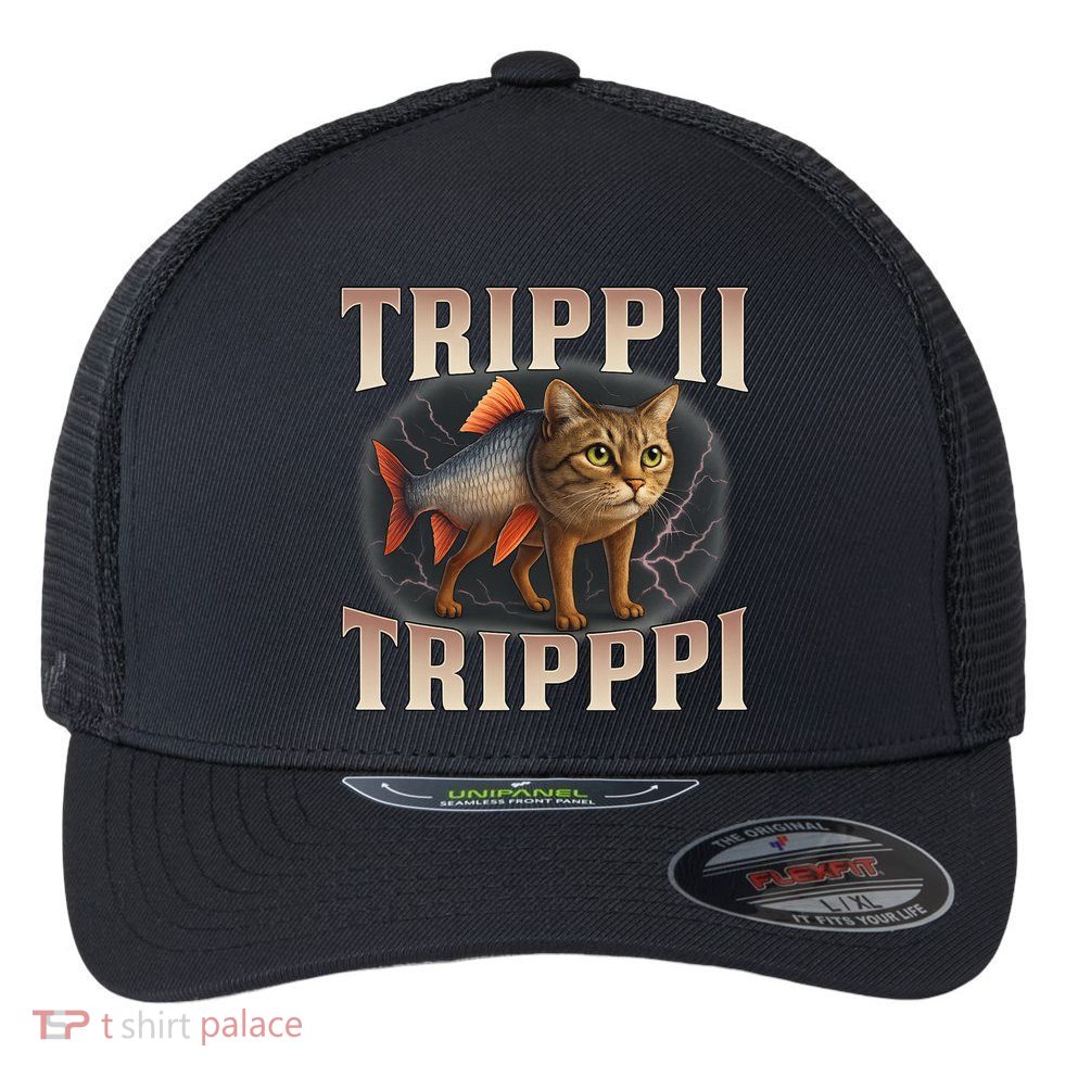  Trippi Troppi - Italian Brainrot Meme Cat Flexfit Unipanel Trucker Cap