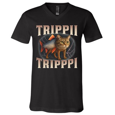  Trippi Troppi - Italian Brainrot Meme Cat V-Neck T-Shirt