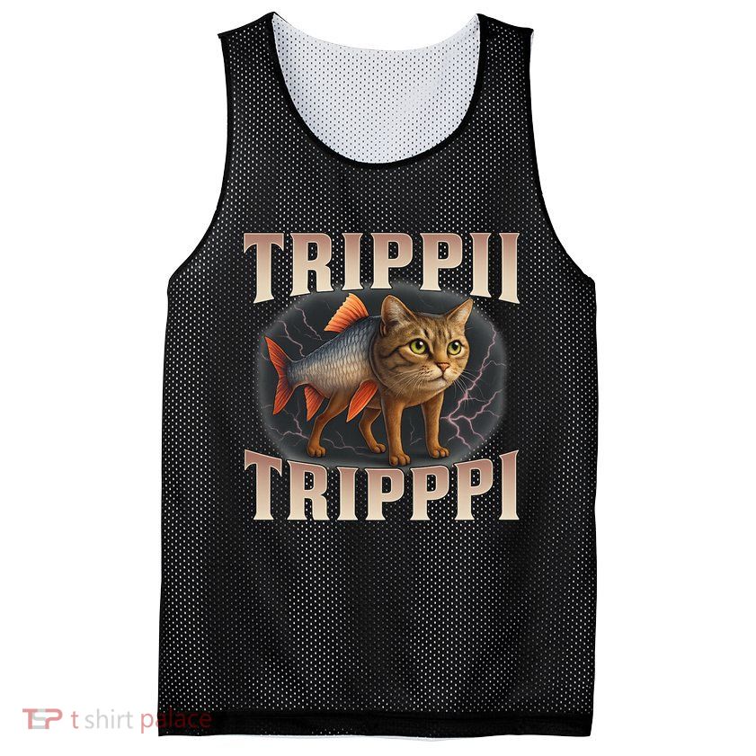  Trippi Troppi - Italian Brainrot Meme Cat Mesh Reversible Basketball Jersey Tank