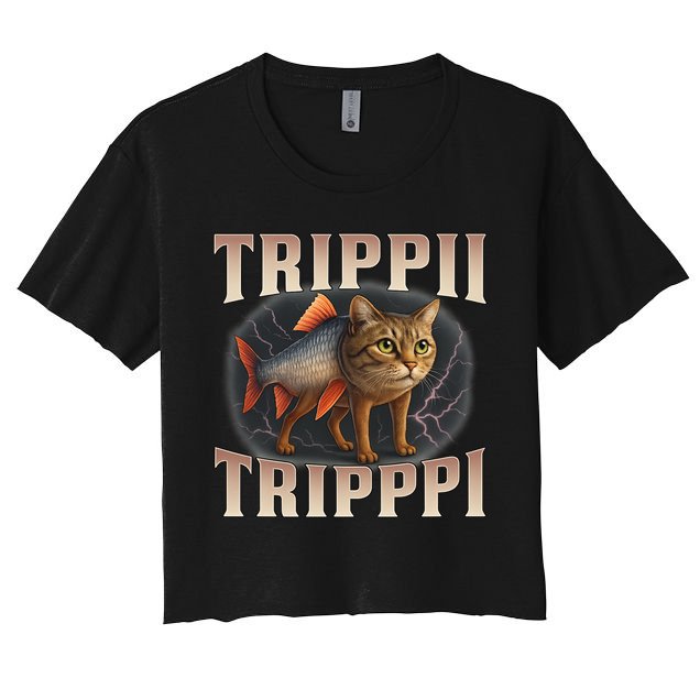  Trippi Troppi - Italian Brainrot Meme Cat Crop Top