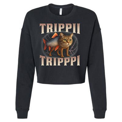  Trippi Troppi - Italian Brainrot Meme Cat Cropped Pullover Crew