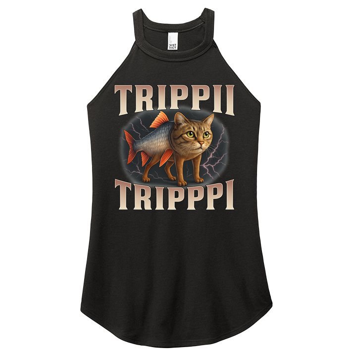  Trippi Troppi - Italian Brainrot Meme Cat Women's Perfect Tri Rocker Tank