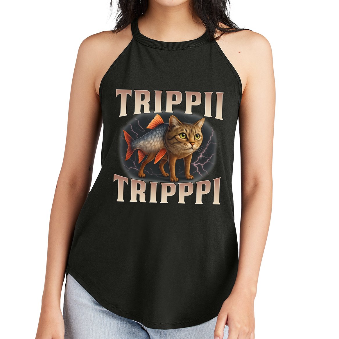  Trippi Troppi - Italian Brainrot Meme Cat Women's Perfect Tri Rocker Tank
