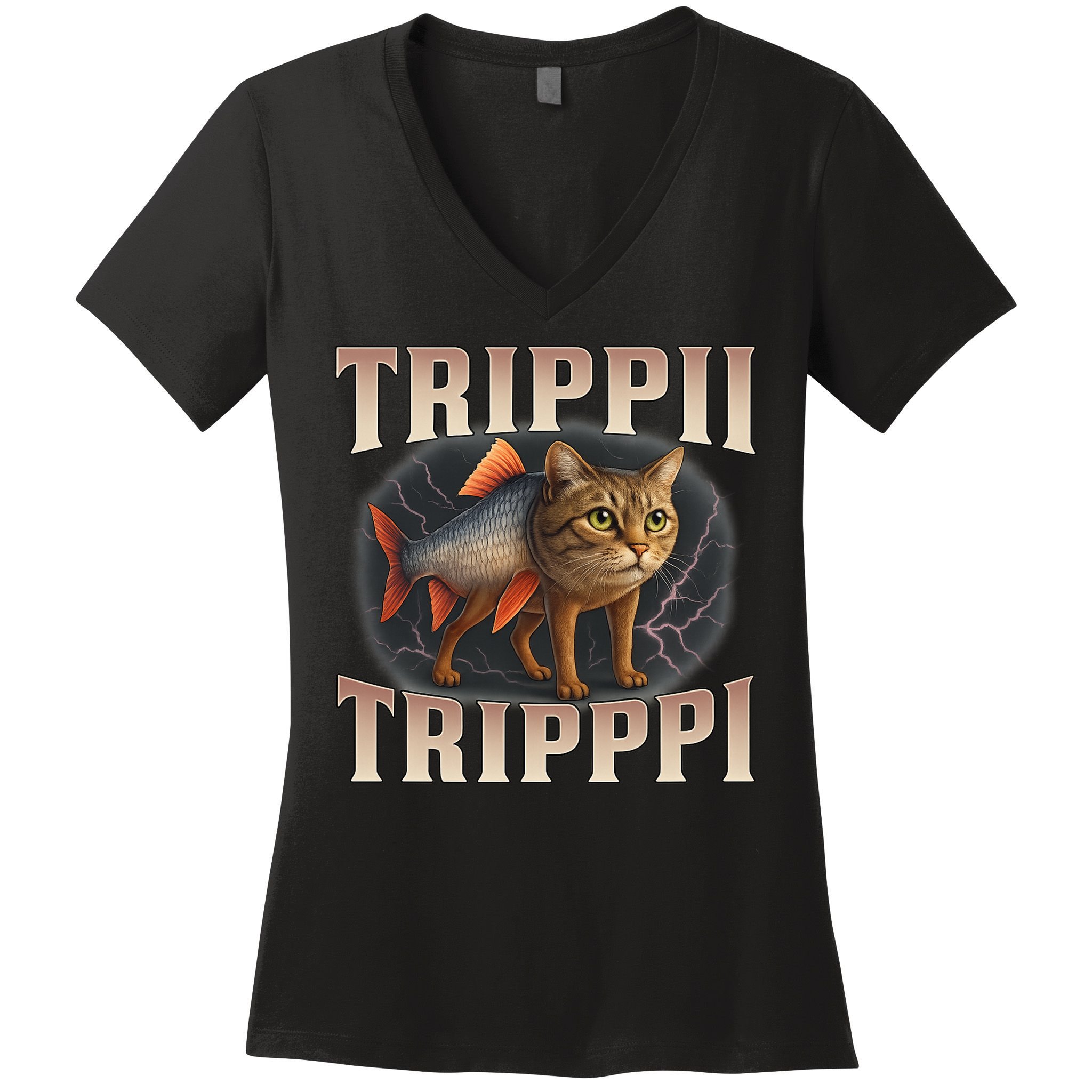  Trippi Troppi - Italian Brainrot Meme Cat Women's V-Neck T-Shirt