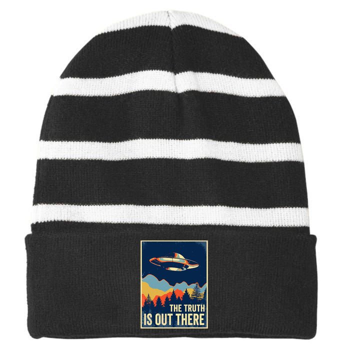 The Truth Is Out There Area 51 Alien Ufo Striped Beanie with Solid Band