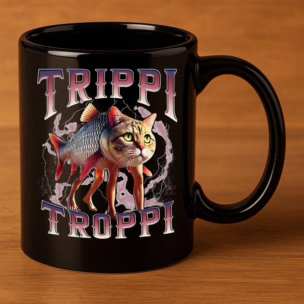 Trippi Troppi - Italian Brainrot Meme Cat Gift 11oz C Handle Ceramic Mug