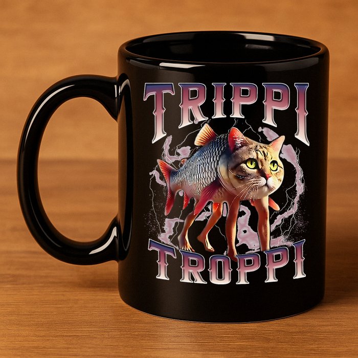 Trippi Troppi - Italian Brainrot Meme Cat Gift 11oz C Handle Ceramic Mug
