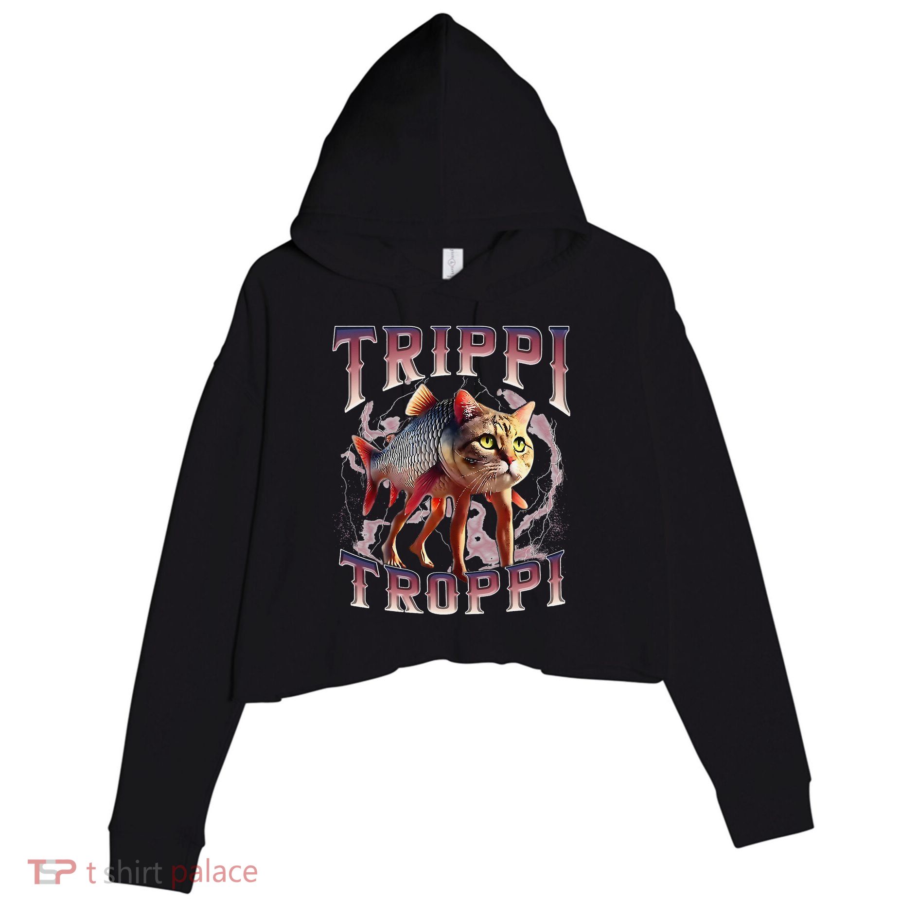 Trippi Troppi - Italian Brainrot Meme Cat Gift Crop Fleece Hoodie