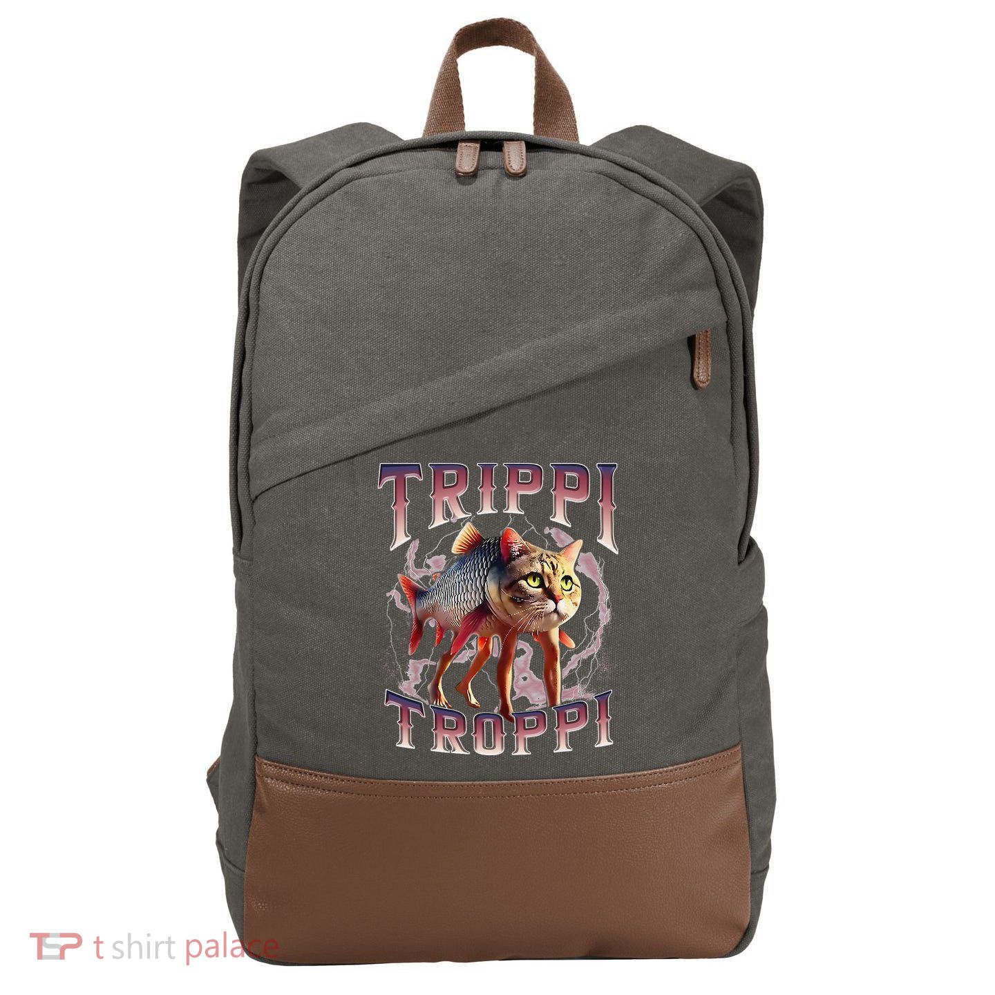 Trippi Troppi - Italian Brainrot Meme Cat Gift Cotton Canvas Backpack