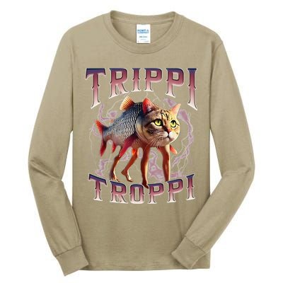Trippi Troppi - Italian Brainrot Meme Cat Gift Tall Long Sleeve T-Shirt
