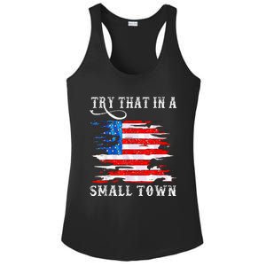 Try That In My Town Western American Flag Country Music Ladies PosiCharge Competitor Racerback Tank