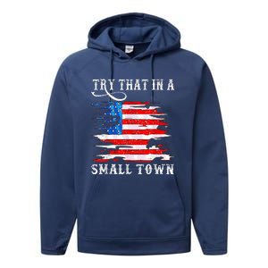 Try That In My Town Western American Flag Country Music Performance Fleece Hoodie