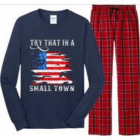 Try That In My Town Western American Flag Country Music Long Sleeve Pajama Set