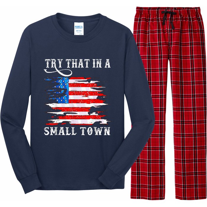 Try That In My Town Western American Flag Country Music Long Sleeve Pajama Set