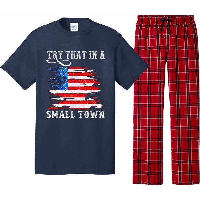 Try That In My Town Western American Flag Country Music Pajama Set