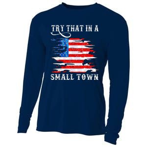 Try That In My Town Western American Flag Country Music Cooling Performance Long Sleeve Crew