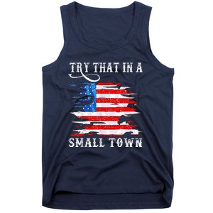 Try That In My Town Western American Flag Country Music Tank Top