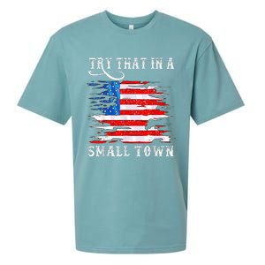 Try That In My Town Western American Flag Country Music Sueded Cloud Jersey T-Shirt