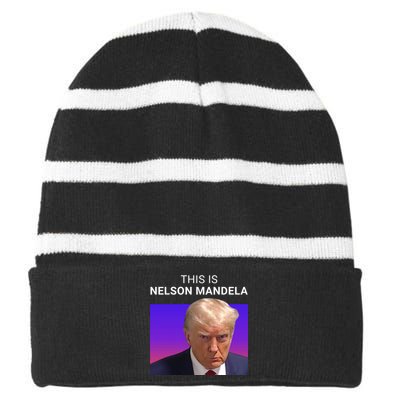 Trump This Is Nelson Mandela Striped Beanie with Solid Band