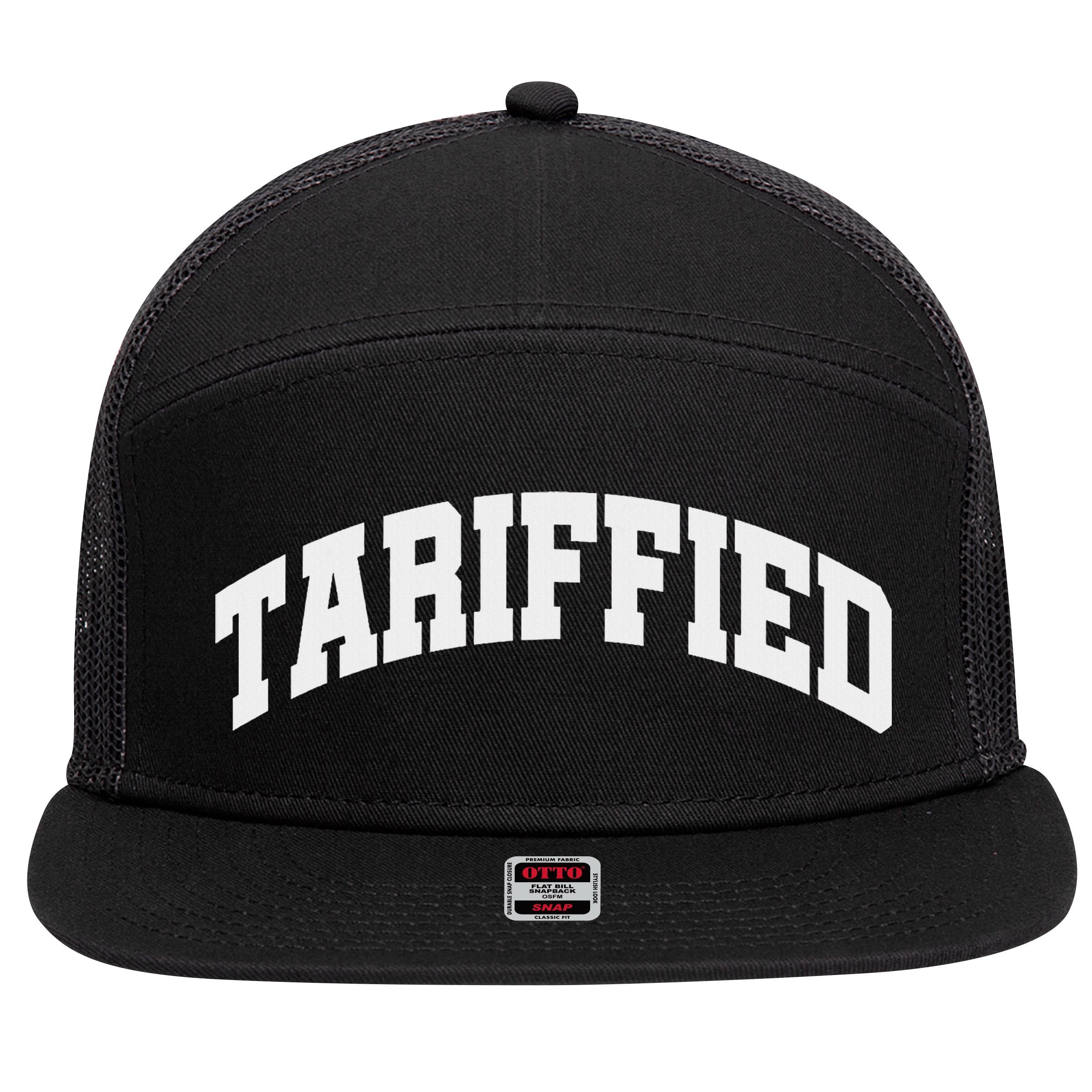 Tariffied Tariff Ied Funny Trump Economic Tariffs War 7 Panel Mesh Trucker Snapback Hat