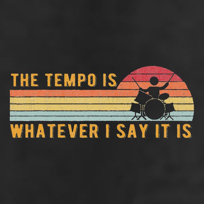 The Tempo Is Whatever I Say It Is Funny Drummer Design 7 Panel Mesh Trucker Snapback Hat
