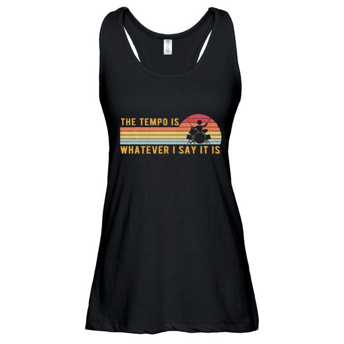 The Tempo Is Whatever I Say It Is Funny Drummer Design Ladies Essential Flowy Tank