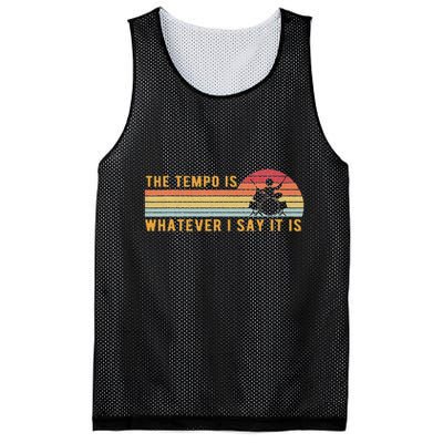 The Tempo Is Whatever I Say It Is Funny Drummer Design Mesh Reversible Basketball Jersey Tank