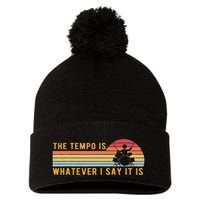 The Tempo Is Whatever I Say It Is Funny Drummer Design Pom Pom 12in Knit Beanie