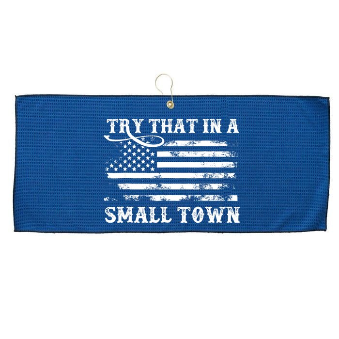 Try That In My Town American Flag Large Microfiber Waffle Golf Towel