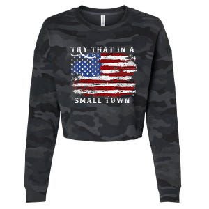 Try That In A Small Country Western TownCountry Music Lover Cropped Pullover Crew