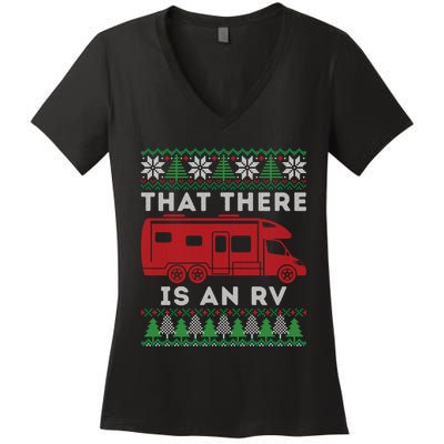 That There Is An RV Ugly Christmas Camping Holiday Women's V-Neck T-Shirt