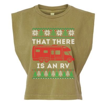 That There Is An RV Ugly Christmas Camping Holiday Garment-Dyed Women's Muscle Tee