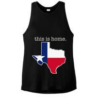 Texas This Is Home with State Outline and Texas Flag Ladies PosiCharge Tri-Blend Wicking Tank