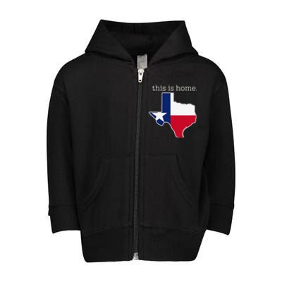 Texas This Is Home with State Outline and Texas Flag Toddler Zip Fleece Hoodie