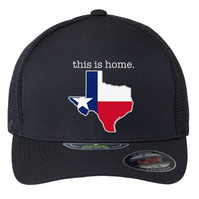 Texas This Is Home with State Outline and Texas Flag Flexfit Unipanel Trucker Cap