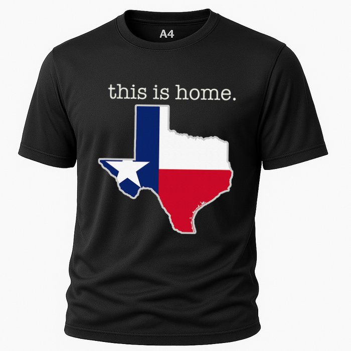 Texas This Is Home with State Outline and Texas Flag Performance Shirt