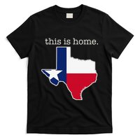 Texas This Is Home with State Outline and Texas Flag T-Shirt