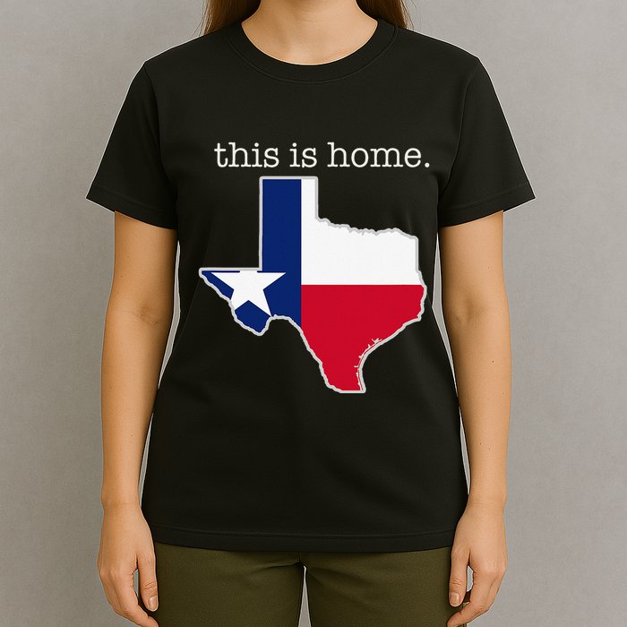 Texas This Is Home with State Outline and Texas Flag T-Shirt