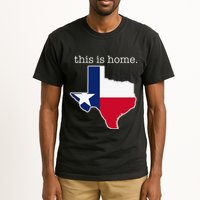 Texas This Is Home with State Outline and Texas Flag Tall T-Shirt