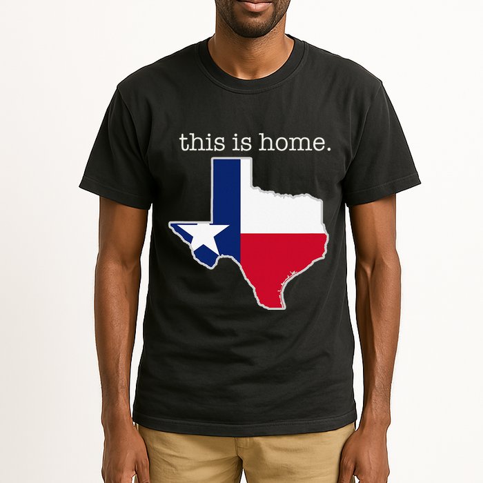 Texas This Is Home with State Outline and Texas Flag Tall T-Shirt