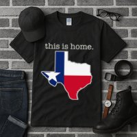 Texas This Is Home with State Outline and Texas Flag Tall T-Shirt
