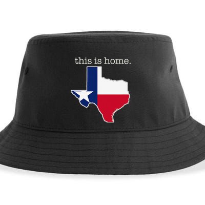 Texas This Is Home with State Outline and Texas Flag Sustainable Bucket Hat