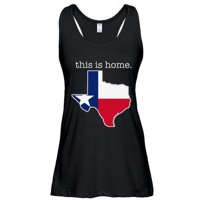 Texas This Is Home with State Outline and Texas Flag Ladies Essential Flowy Tank