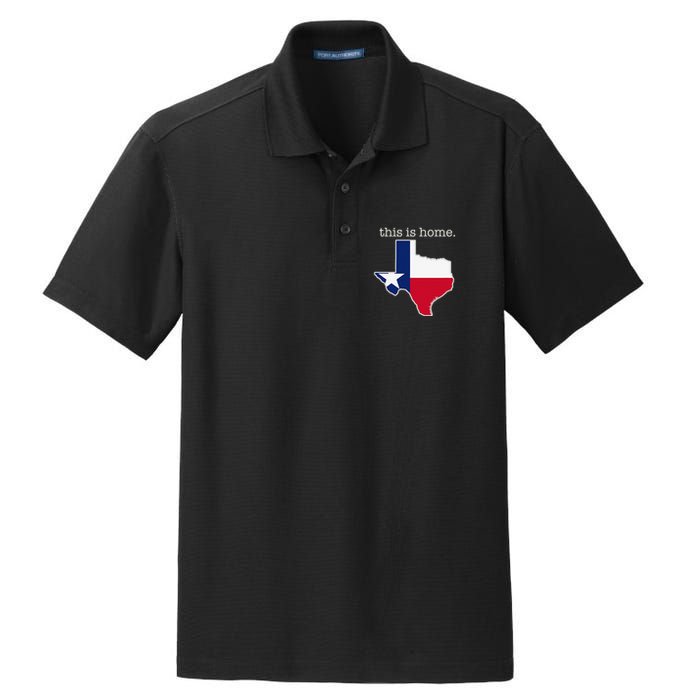 Texas This Is Home with State Outline and Texas Flag Dry Zone Grid Polo