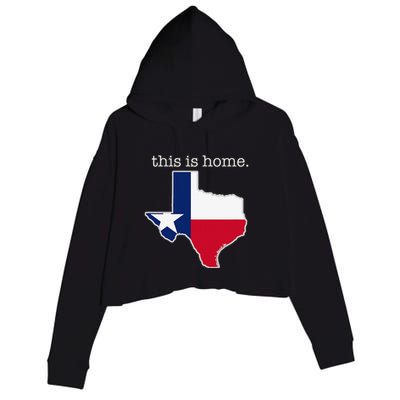 Texas This Is Home with State Outline and Texas Flag Crop Fleece Hoodie