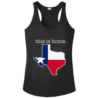Texas This Is Home with State Outline and Texas Flag Ladies PosiCharge Competitor Racerback Tank